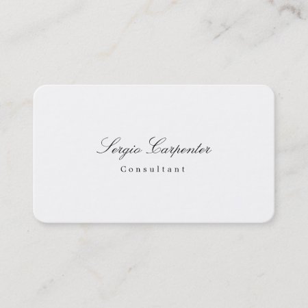 Trendy Stylish Simple Plain White Minimalist Class Business Card