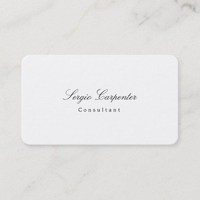 Trendy Stylish Simple Plain White Minimalist Class Business Card (Front)