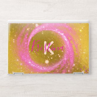 Trendy Stylish Sparkly Pink and Gold Glitter Foil  HP Laptop Skin