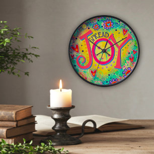 Trendy Stylish Spread Joy Quote Inspirivity Clock
