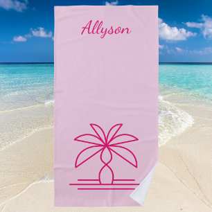 Trendy Stylish Tropical Girly Beach Towel