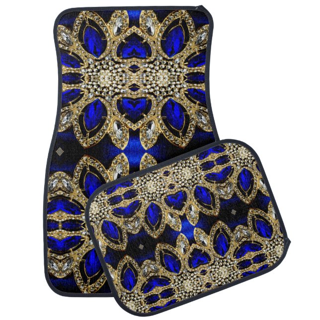 trendy stylish turquoise gold silver deep blue  car floor mat (Set)