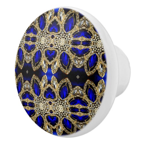 trendy stylish turquoise gold silver deep blue  ceramic knob