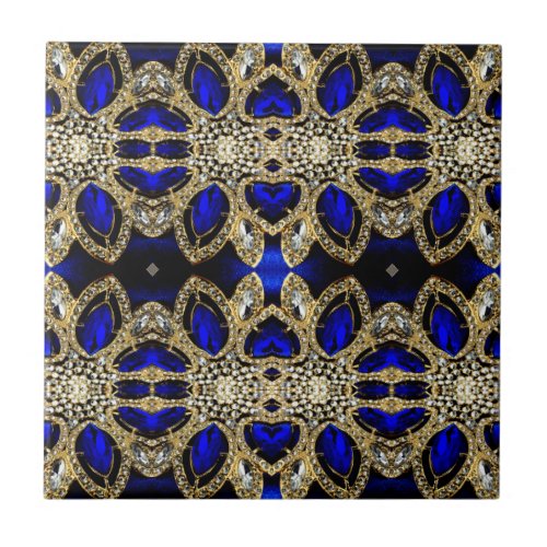 trendy stylish turquoise gold silver deep blue  ceramic tile