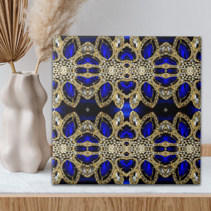 trendy stylish turquoise gold silver deep blue ceramic tile