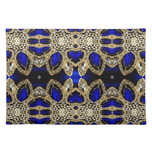 trendy stylish turquoise gold silver deep blue  cloth placemat