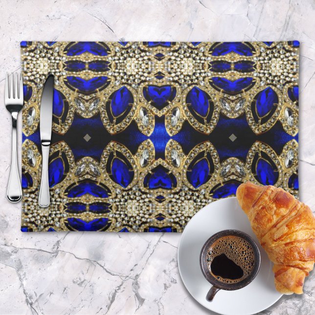 trendy stylish turquoise gold silver deep blue  cloth placemat (trendy stylish turquoise gold silver deep blue cloth placemat)