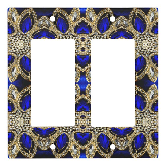 trendy stylish turquoise gold silver deep blue  light switch cover (Front)