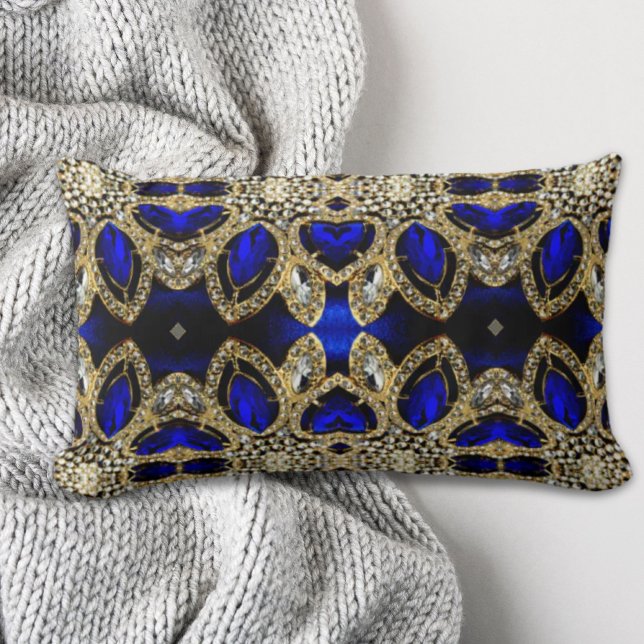 trendy stylish turquoise gold silver deep blue  lumbar pillow (trendy stylish turquoise gold silver deep blue lumbar pillow)
