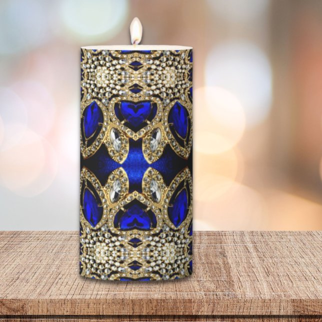 trendy stylish turquoise gold silver deep blue  pillar candle (trendy stylish turquoise gold silver deep blue pillar candle)