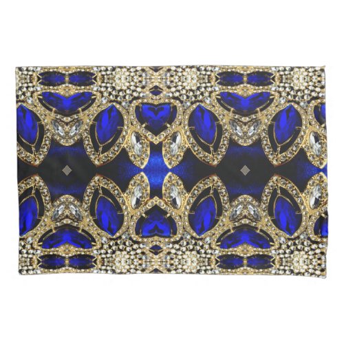 trendy stylish turquoise gold silver deep blue  pillow case