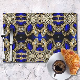 trendy stylish turquoise gold silver deep blue  placemat