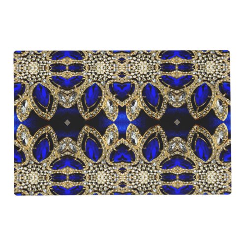 trendy stylish turquoise gold silver deep blue  placemat