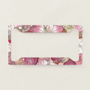 Trendy & Stylish Watercolor Floral Pattern Design License Plate Frame