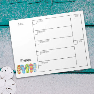 Trendy Stylish Weekly Planner Calendar Beach Notepad