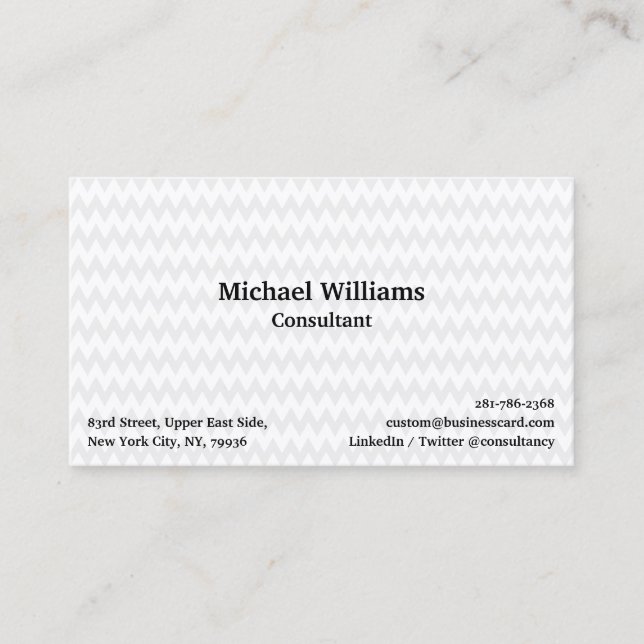 Trendy Stylish White Geometric Pattern Modern Chic Business Card (Front)