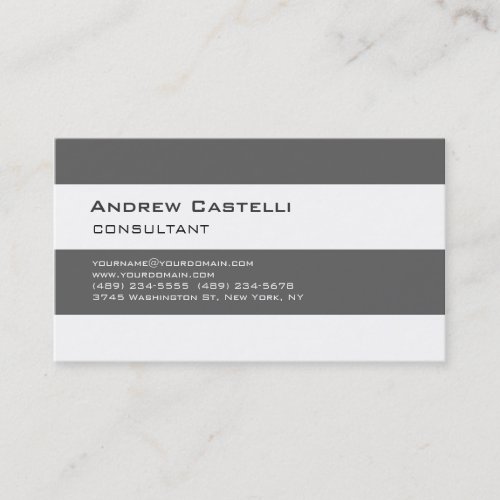 Trendy Stylish White Grey Striped Professional Business Card