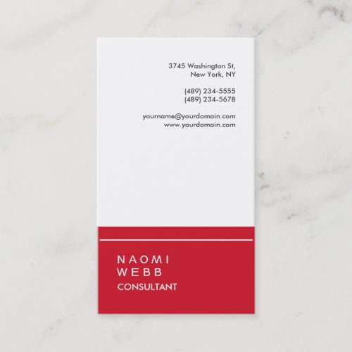 Trendy Stylish White Red Consultant Creative Business Card