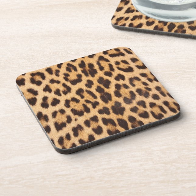 trendy stylish wild safari fashion leopard print beverage coaster (Left Side)