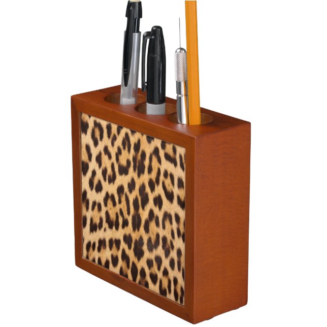 trendy stylish wild safari fashion leopard print desk organizer (In Situ)