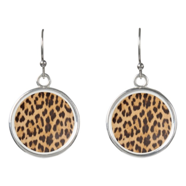 trendy stylish wild safari fashion leopard print earrings (Front)