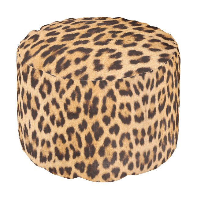 trendy stylish wild safari fashion leopard print pouf (Angled Front)