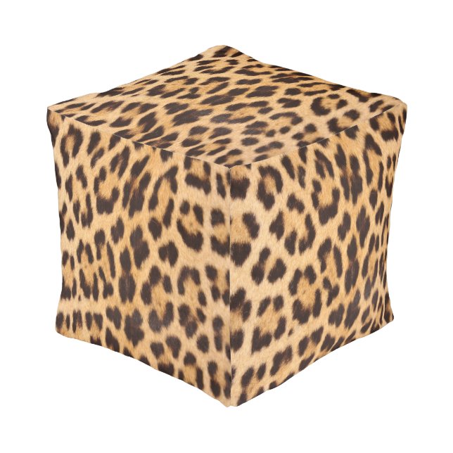 trendy stylish wild safari fashion leopard print pouf (Angled Front)