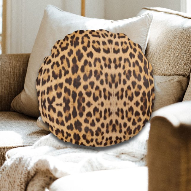 trendy stylish wild safari fashion leopard print round pillow (trendy stylish wild safari fashion leopard print round pillow)