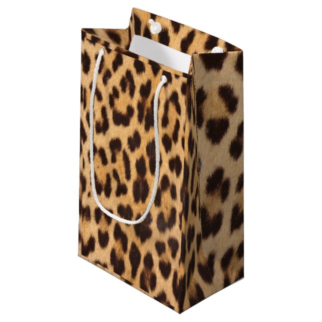 trendy stylish wild safari leopard print small gift bag (Front Angled)