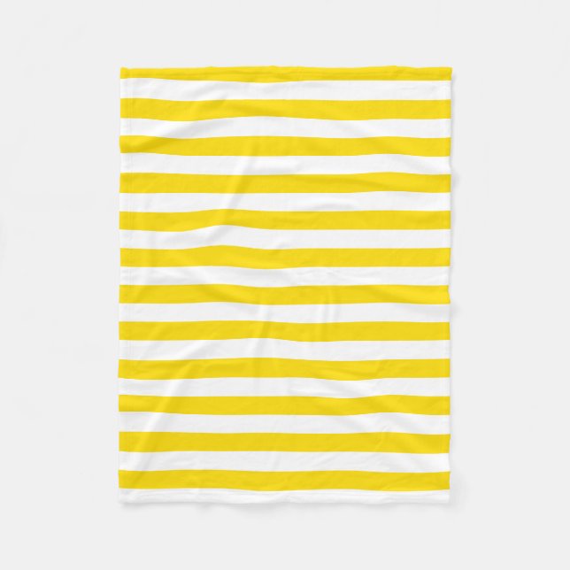Trendy Stylish Yellow White Striped Template Small Fleece Blanket (Front)