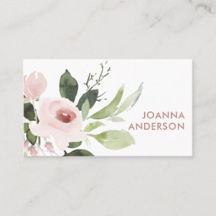 TRENDY SUBTLE COLOR WASH BLUSH PINK FLORAL BUNCH BUSINESS CARD