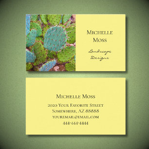 Trendy Succulent Botanical Cactus Yellow Business Card