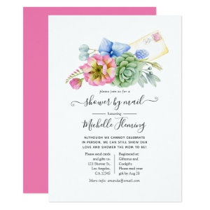 Trendy Succulent Floral Baby Shower by Mail Invitation