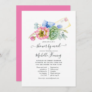 Trendy Succulent Floral Baby Shower by Mail Invitation