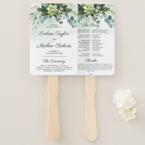 Trendy Succulent Flowers Gold Glitter Program Fan