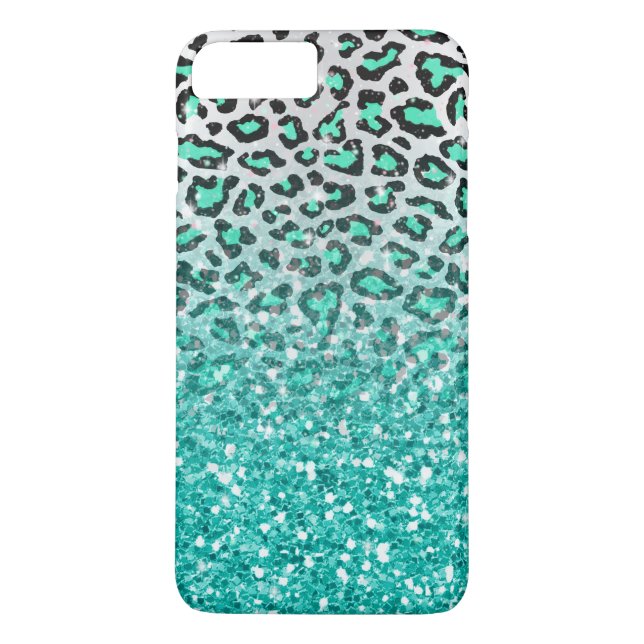 trendy summer aqua green leopard animal print Case-Mate iPhone case (Back)