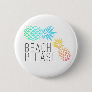 trendy summer "beach please", colorful pineapple button