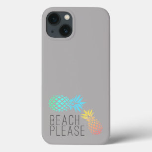 trendy summer "beach please", colorful pineapple iPhone 13 case