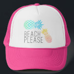 trendy summer "beach please", colorful pineapple trucker hat<br><div class="desc">Fresh,  summer and colorful design. You may customize the product by choosing the background color.</div>
