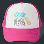 trendy summer "beach please", colorful pineapple trucker hat<br><div class="desc">Fresh,  summer and colorful design. You may customize the product by choosing the background color.</div>