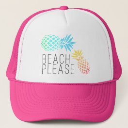 trendy summer "beach please", colorful pineapple trucker hat
