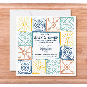 Trendy Summer European Amalphi Tiles Baby Shower Invitation
