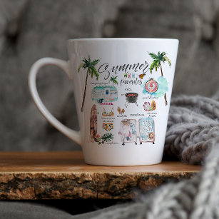 Trendy Summer Favorites   Watercolor Illustration Latte Mug