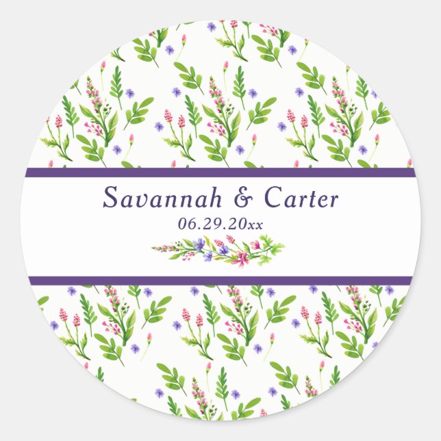 Trendy Summer Flowers Wedding Sticker (Front)