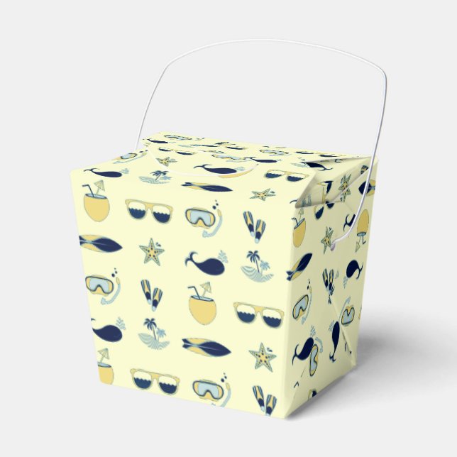 Trendy Summer Icons Pattern Favor Boxes (Front Side)