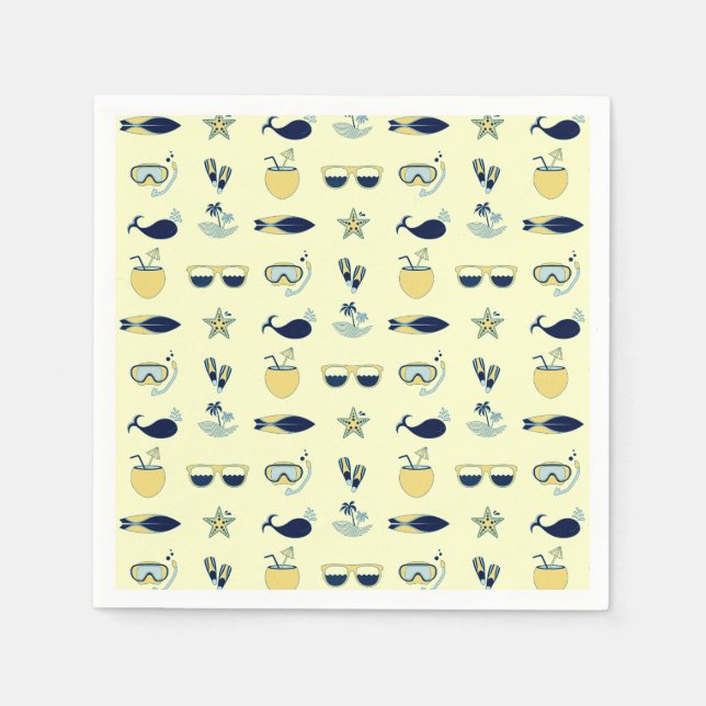 Trendy Summer Icons Pattern Napkins (Front)