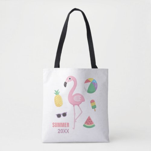 Trendy Summer Pink Flamingo Luau Girls Tote Bag