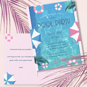 Trendy Summer Pool Party Invitation