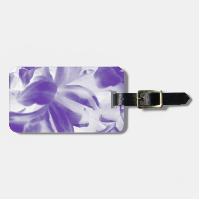 Trendy summer purple and white flowers luggage tag (Front Horizontal)