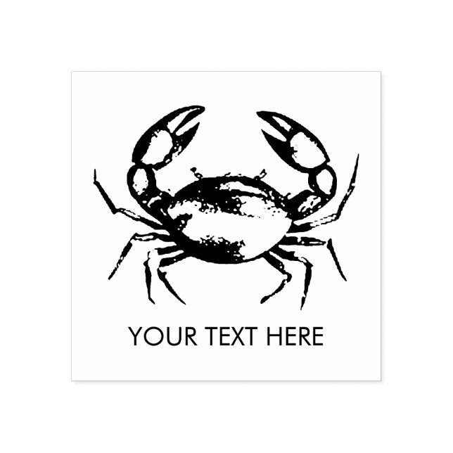 Trendy Summer Seafood Crab Nautical Personalized   Rubber Stamp (Imprint)